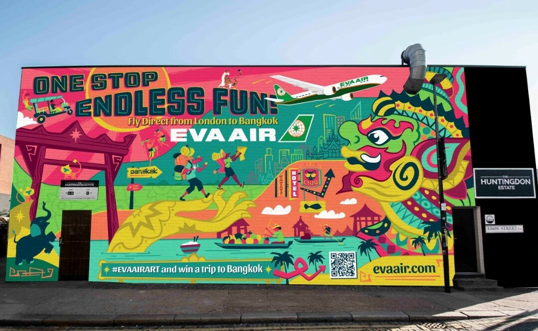 EVA Air reveals colourful Thai-themed wall art in Ebor Street as new promotional campaign